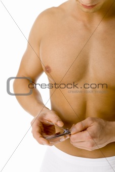 Man's beauty - cutting nails