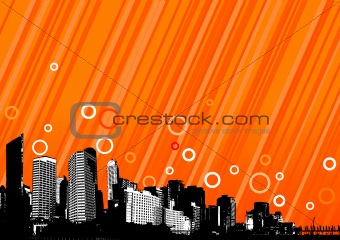 City with orange lines. Vector
