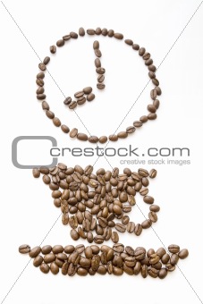 Coffee beans clock at 8