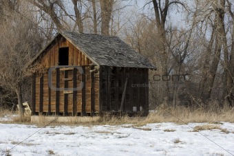 old, small barn in an abandoned farm in Colorado