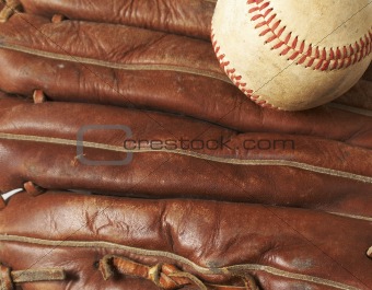 baseball on glove