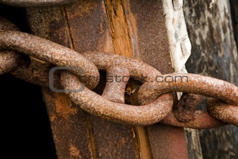 Rusty Chains on a Ship Dock