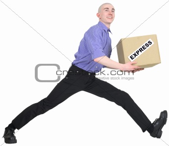 Man to hurry to deliver box