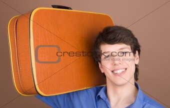 Young traveller with suitcase
