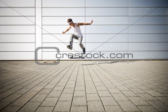 skater making a flip with his skateboard