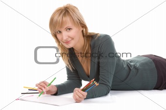  Beautiful young woman is going to draw.