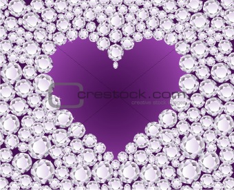 Vector purple heart on diamond background 