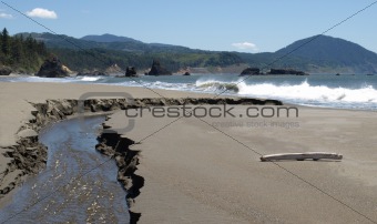 Riptide on the beach along the Oregon coastline