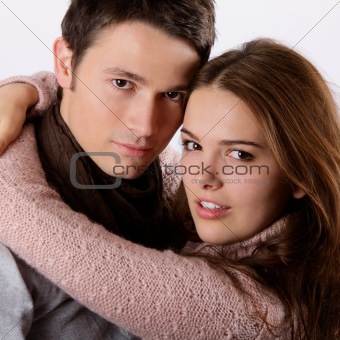 attractive couple holding each other