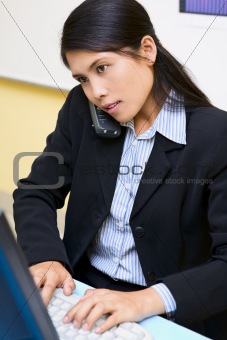 Very busy woman on phone