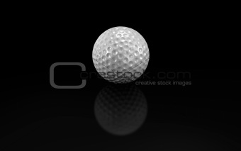 Golf ball on black background