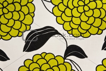 Colorful Grapes and Leaf Cotton Fabric Green