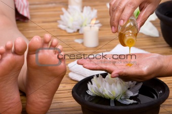 Pouring massage oil