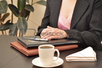 Woman meeting for business over coffee