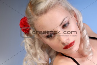retro portrait of gorgeousl blond girl