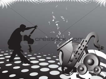 dancing people background with saxophone, vector illustration

