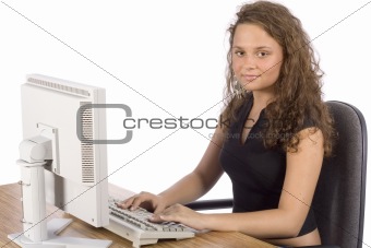 female teenager at the computer