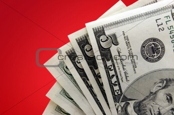 Money on Red Background