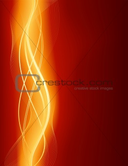 Glowing abstract wave background in red gold