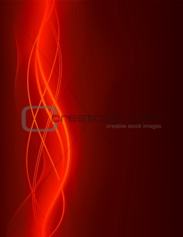 Glowing abstract wave background in red