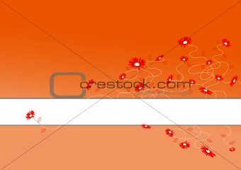 Red flowers with place for text. Vector