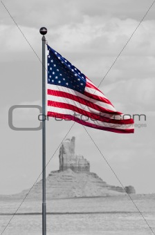 American flag at Monument Valley
