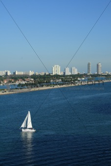 Sailboat in South Beach Miami Florida