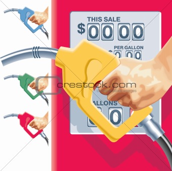 Vector refueling hose and gas station counters