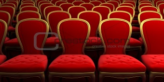 concert hall with red seat