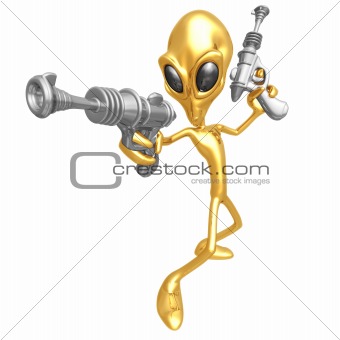 Alien Invader With Retro Rayguns