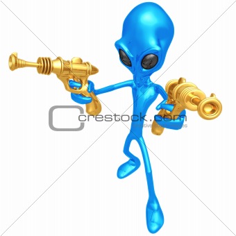 Alien Invader With Retro Rayguns