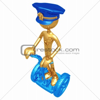 Golden Police Officer On Electric Scooter