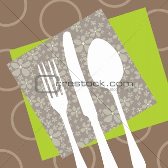Retro restaurant design with cutlery silhouette and napkins