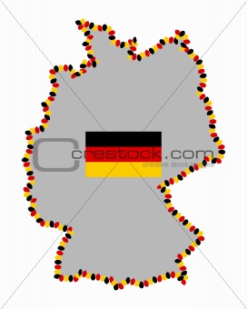 Map of Germany with easter eggs and flag