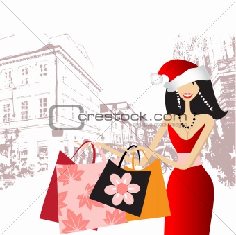 Christmas shopping, fashion woman for your design