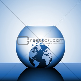A globe sinking in water