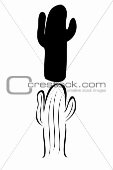 A black tribal cactus tattoo set
