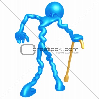 Old Man Walking With Cane