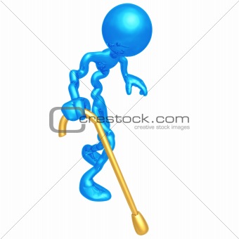 Old Man Walking With Cane