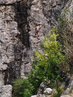 Rock climber on Berounka