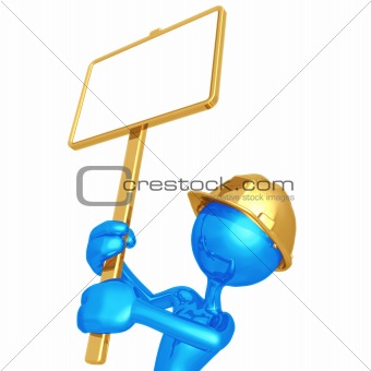 Construction Worker With Picket Sign