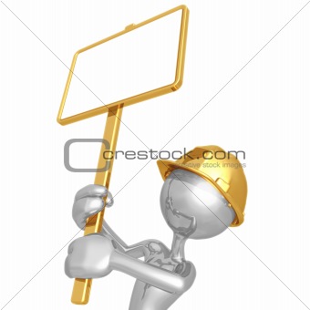 Construction Worker With Picket Sign