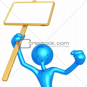 Holding Blank Picket Sign