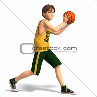 Young man plays basketball