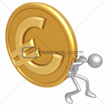 Pushing Gold Euro Coin