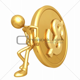 Pushing Gold Dollar Coin