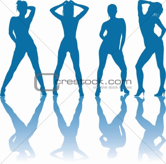 Dancing nudes girls silhouettes
