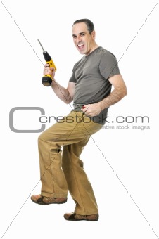 Handyman with a drill and wire cutters