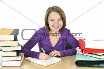 Teenage girl studying