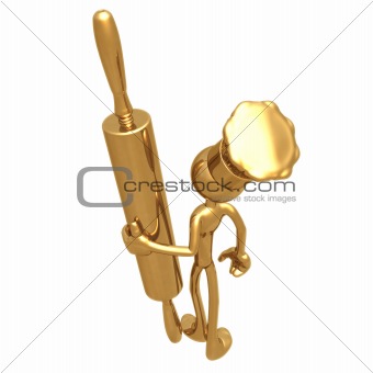 Golden Chef Baker With Rolling Pin